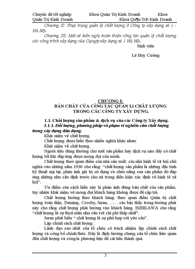 image for page Hoàn thiện công tác quản lý chất lượng trong xây dựng dân dụng tại Công ty xây dựng số 1- Hà Nội