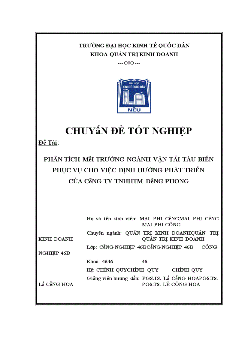 image for page Phân tích môi trường ngành vận tải tàu biển phục vụ cho việc định hướng phát triển của công ty tnhhtm đông phong