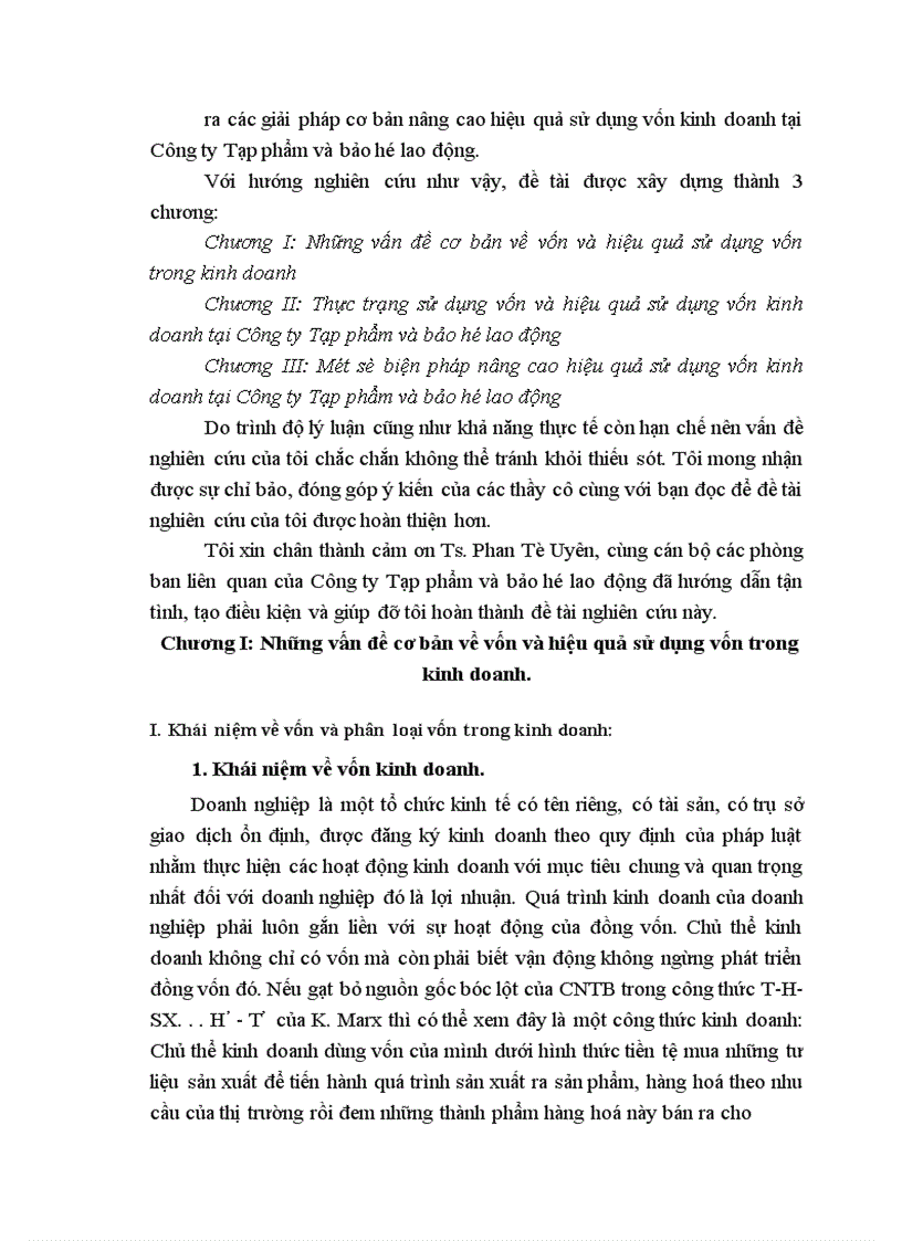 image for page Một số biện pháp nâng cao hiệu quả sử dụng vốn kinh doanh tại Công ty Tạp phẩm và bảo hộ lao động
