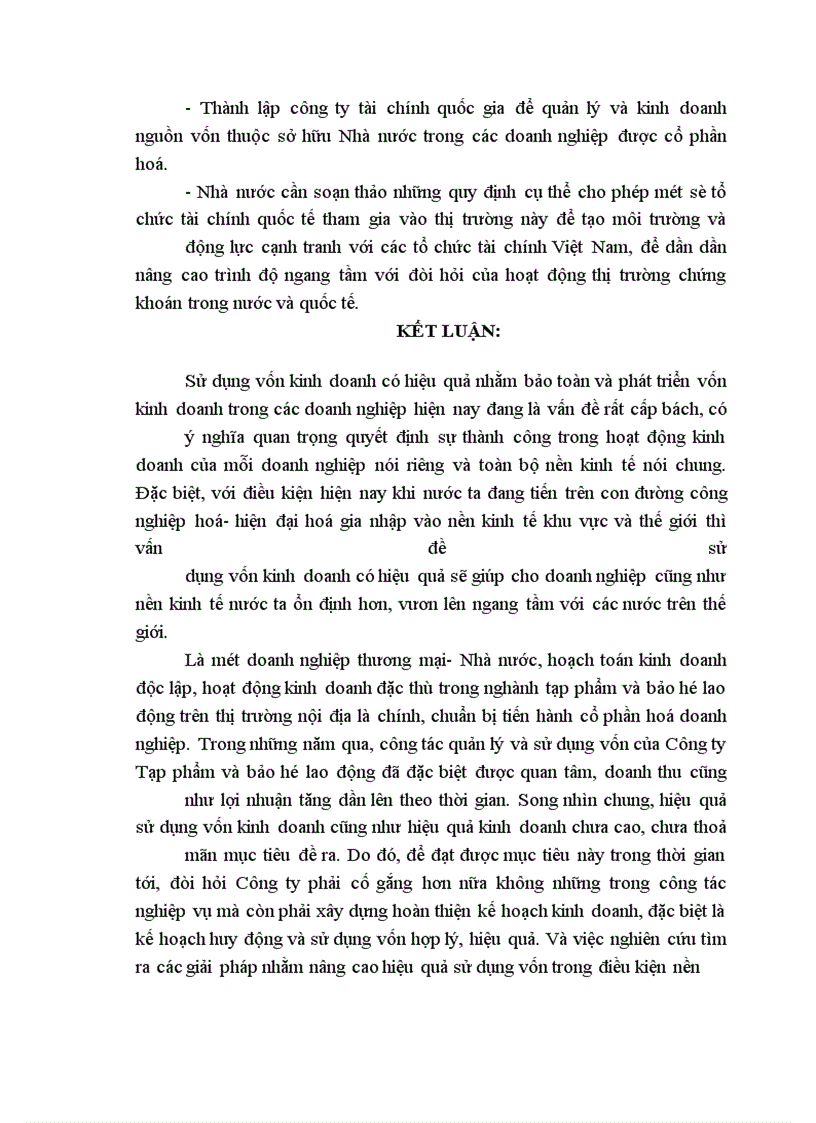 image for page Một số biện pháp nâng cao hiệu quả sử dụng vốn kinh doanh tại Công ty Tạp phẩm và bảo hộ lao động