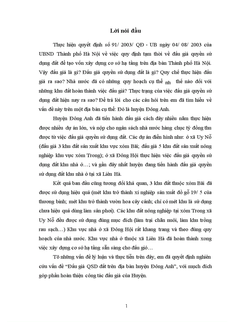 image for page Thực trạng vấn đề “Đấu giá QSD đất trên địa bàn huyện Đông Anh