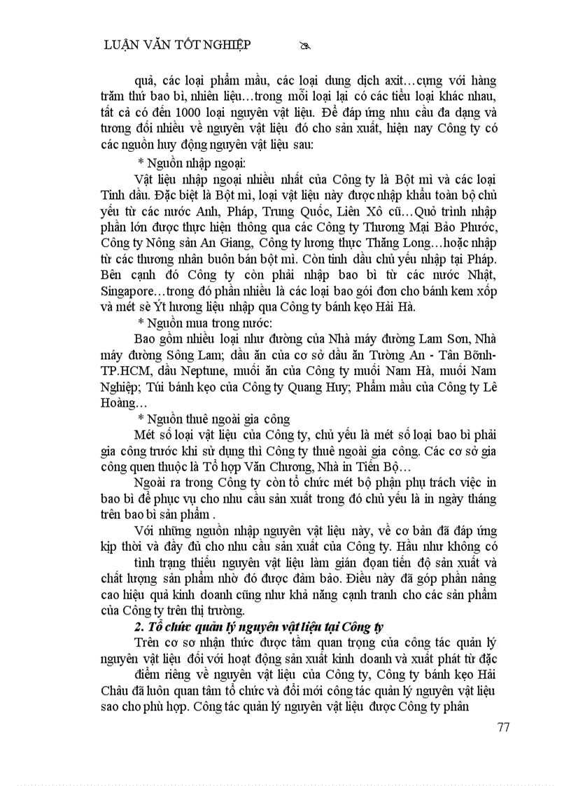 image for page Thực tế về công tác kế toán nguyên vật liệu Tại công ty bánh kẹo hải châu