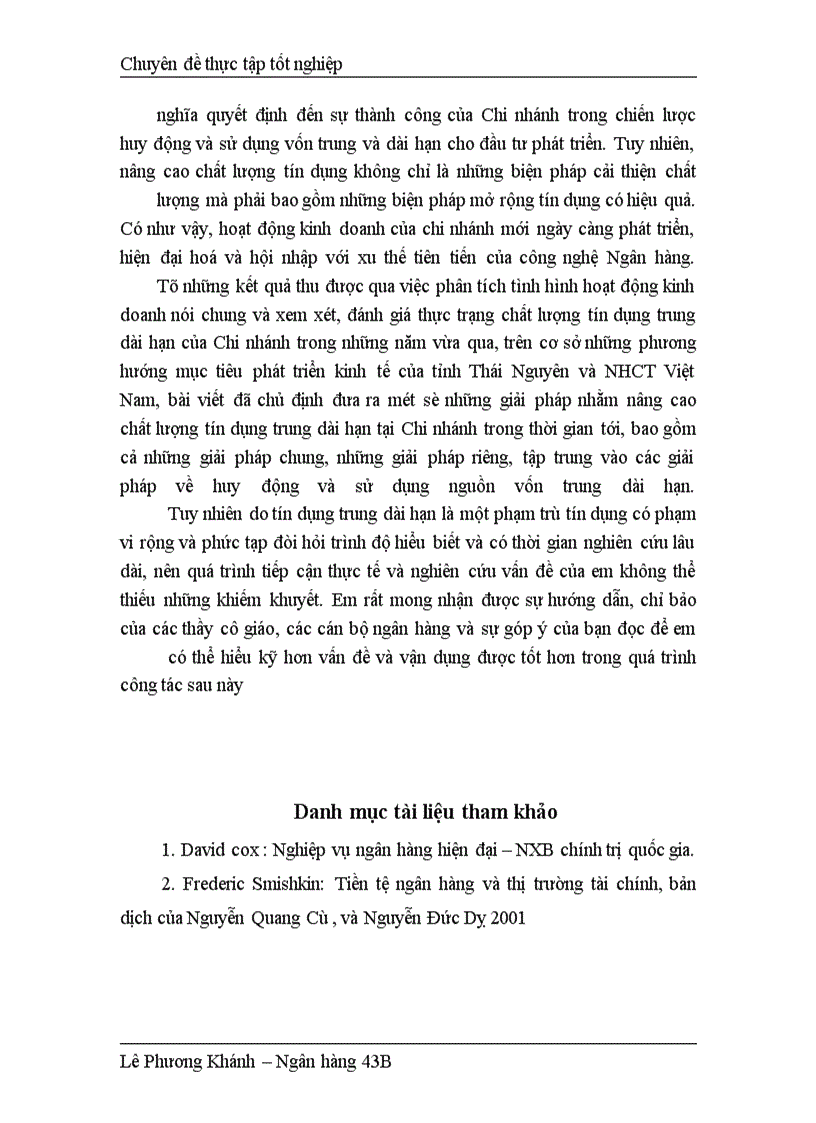 image for page Giải pháp nâng cao chất lượng Tín dụng Trung và Dài hạn tại Chi nhánh Ngân hàng Công thương Thái Nguyên
