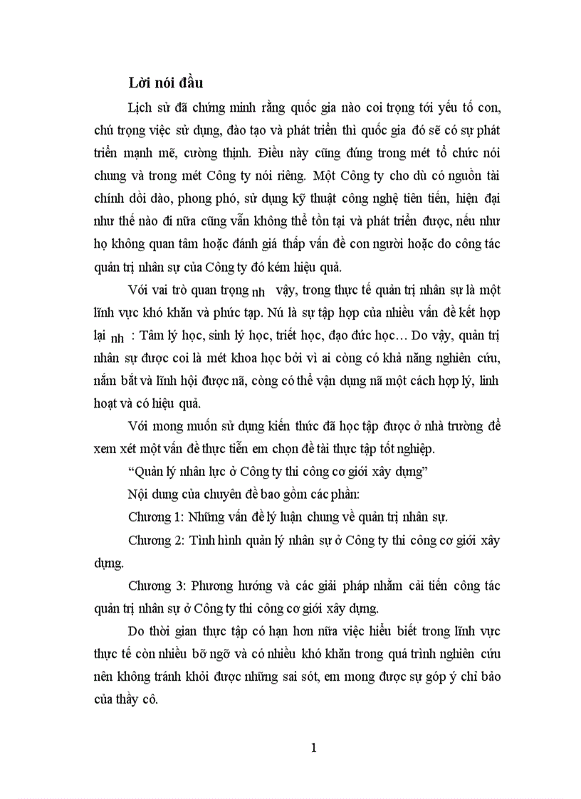 image for page Quản lý nhân lực ở Công ty thi công cơ giới xây dựng