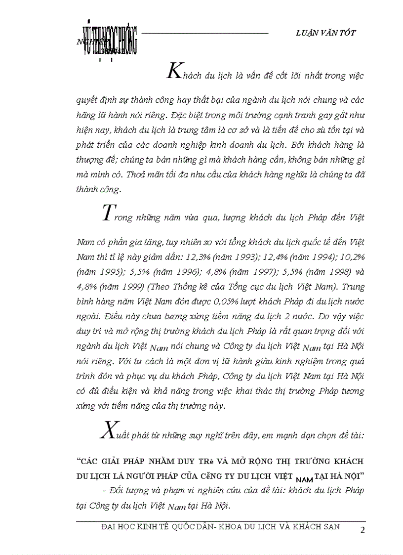 image for page Các giải pháp nhằm duy trì và mở rộng thị trường khách du lịch là người Pháp của Công ty du lịch Việt Nam tại Hà Nội