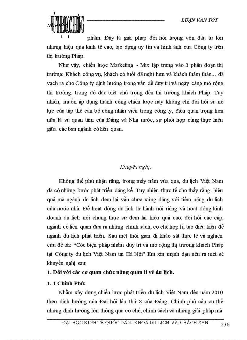 image for page Các giải pháp nhằm duy trì và mở rộng thị trường khách du lịch là người Pháp của Công ty du lịch Việt Nam tại Hà Nội