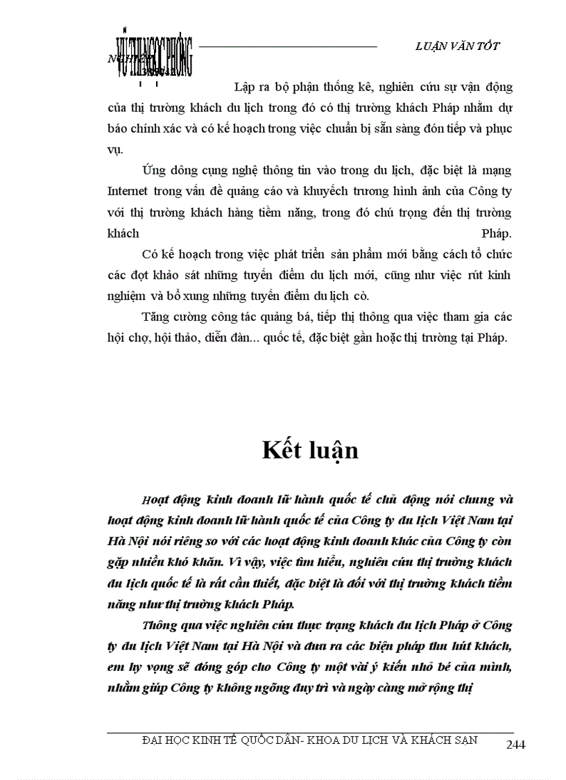 image for page Các giải pháp nhằm duy trì và mở rộng thị trường khách du lịch là người Pháp của Công ty du lịch Việt Nam tại Hà Nội