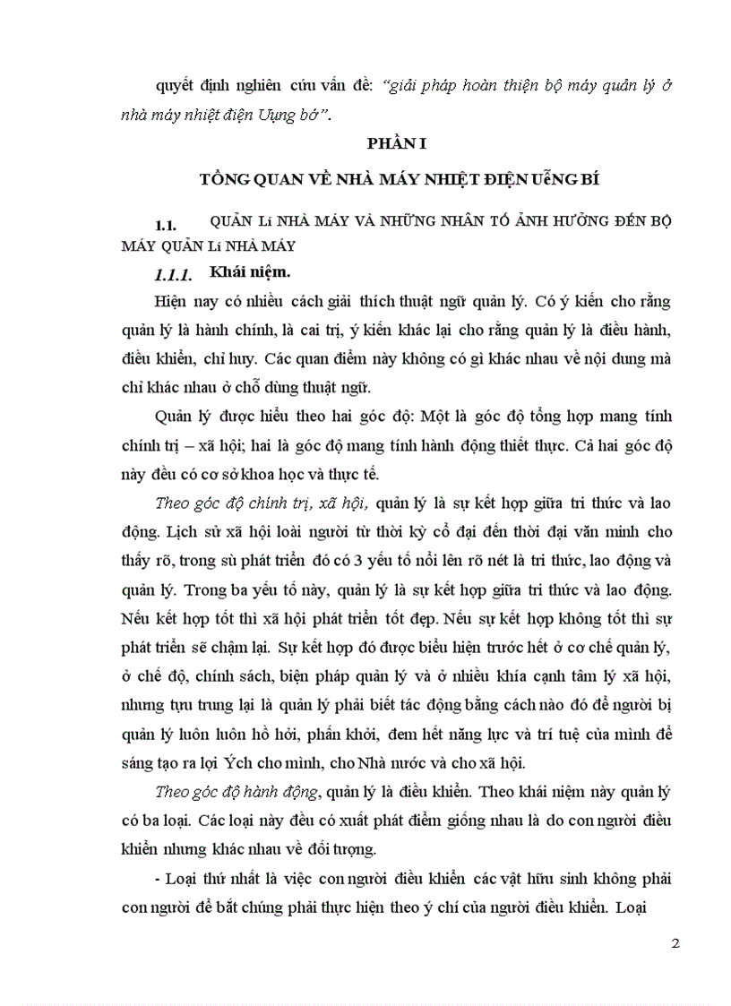 image for page Giải pháp hoàn thiện bộ máy quản lý ở nhà máy nhiệt điện Uông Bí