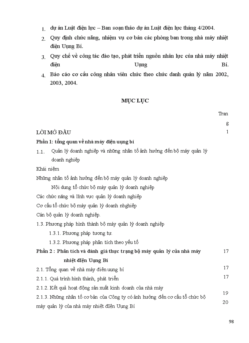 image for page Giải pháp hoàn thiện bộ máy quản lý ở nhà máy nhiệt điện Uông Bí