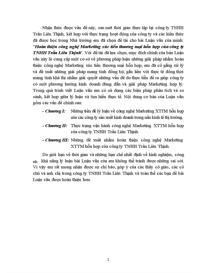 image for page Hoàn thiện công nghệ Marketing xúc tiến thương mại hỗn hợp của công ty TNHH Trần Liên Thịnh