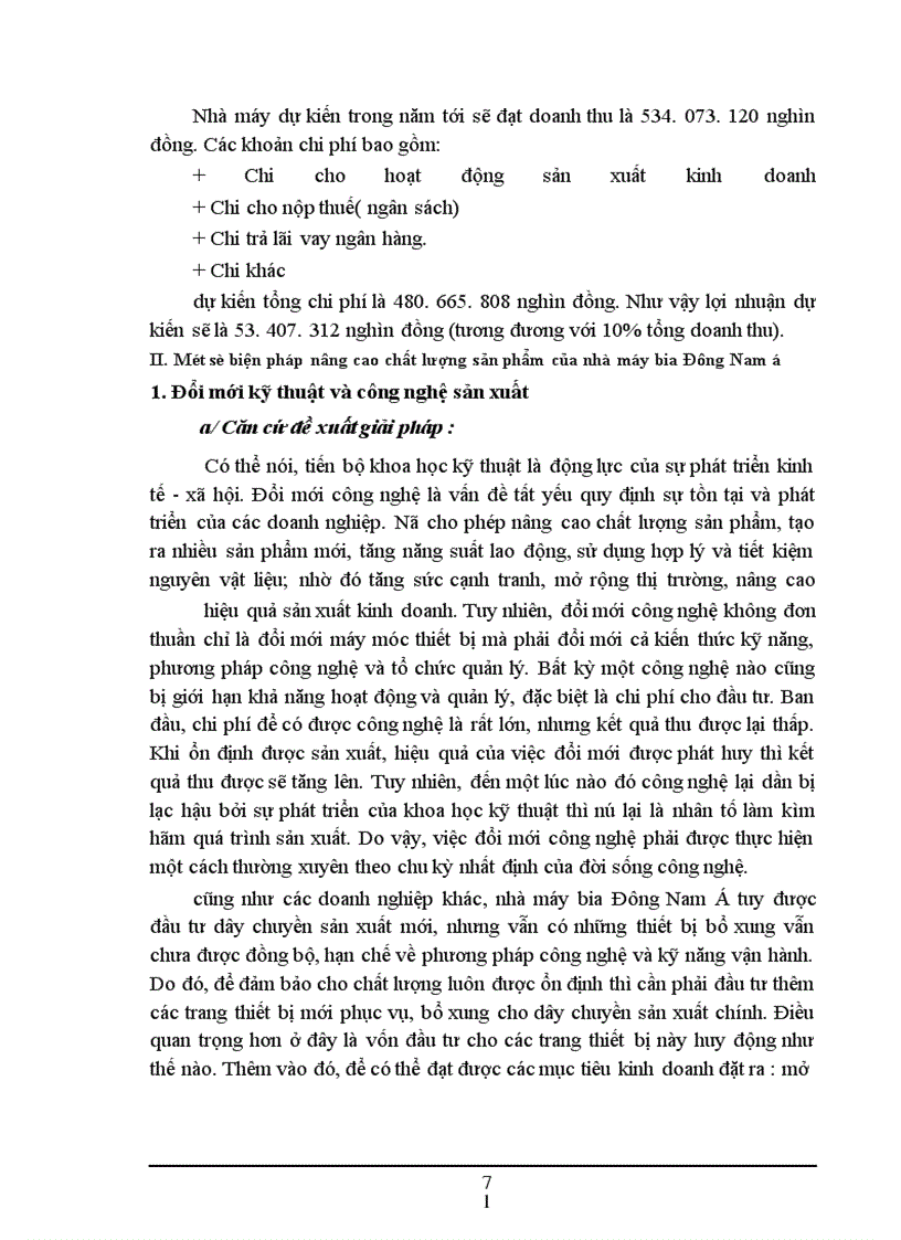 image for page Biện pháp nâng cao chất lượng sản phẩm ở Nhà máy bia Đông Nam á