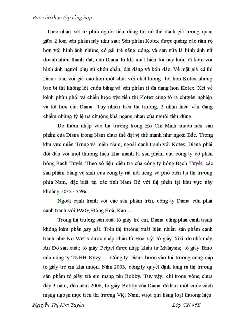 image for page Báo cáo thực tập tại Công ty Diana