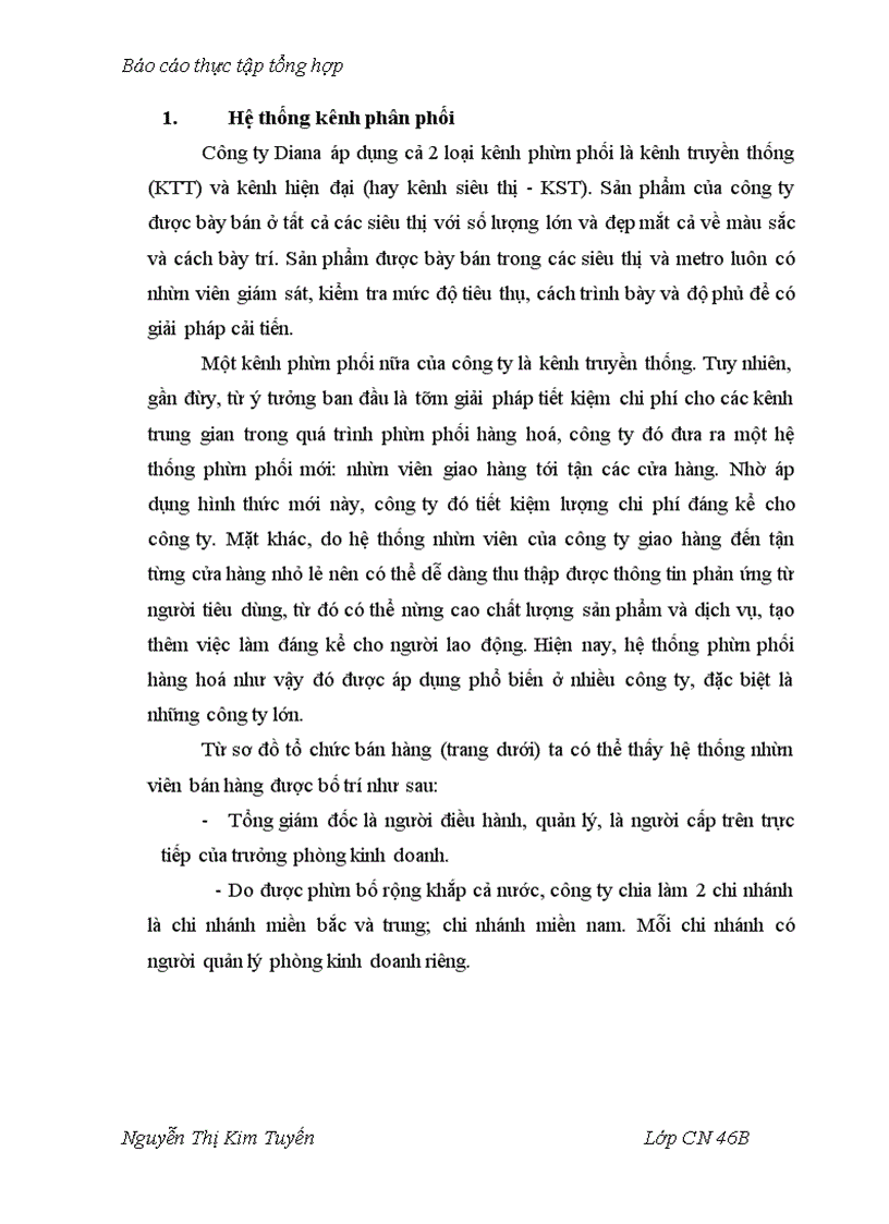 image for page Báo cáo thực tập tại Công ty Diana