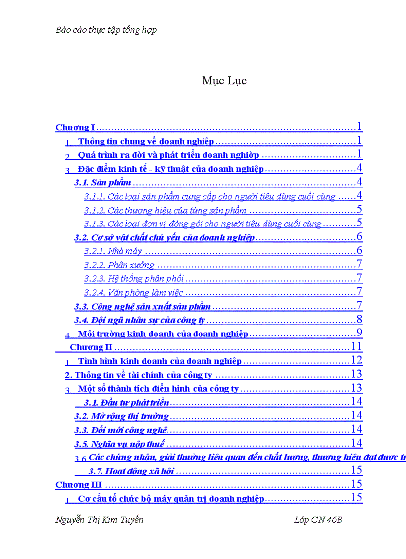 image for page Báo cáo thực tập tại Công ty Diana
