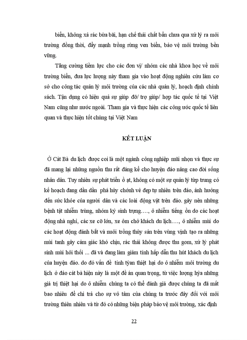 image for page Đánh giá thiệt hại ô nhiễm môi trường do hoạt động du lịch ở Cát Bà