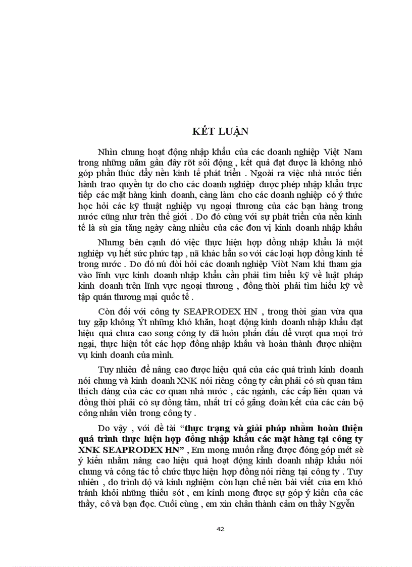 image for page Thực trạng và một số giải pháp nhằm nâng cao hiệu quả của quá trình thực hiện hợp đồng Nhập Khẩu một số mặt hàng tại công ty Xuất Nhập Khẩu SEAPRODEX Hà Nội.