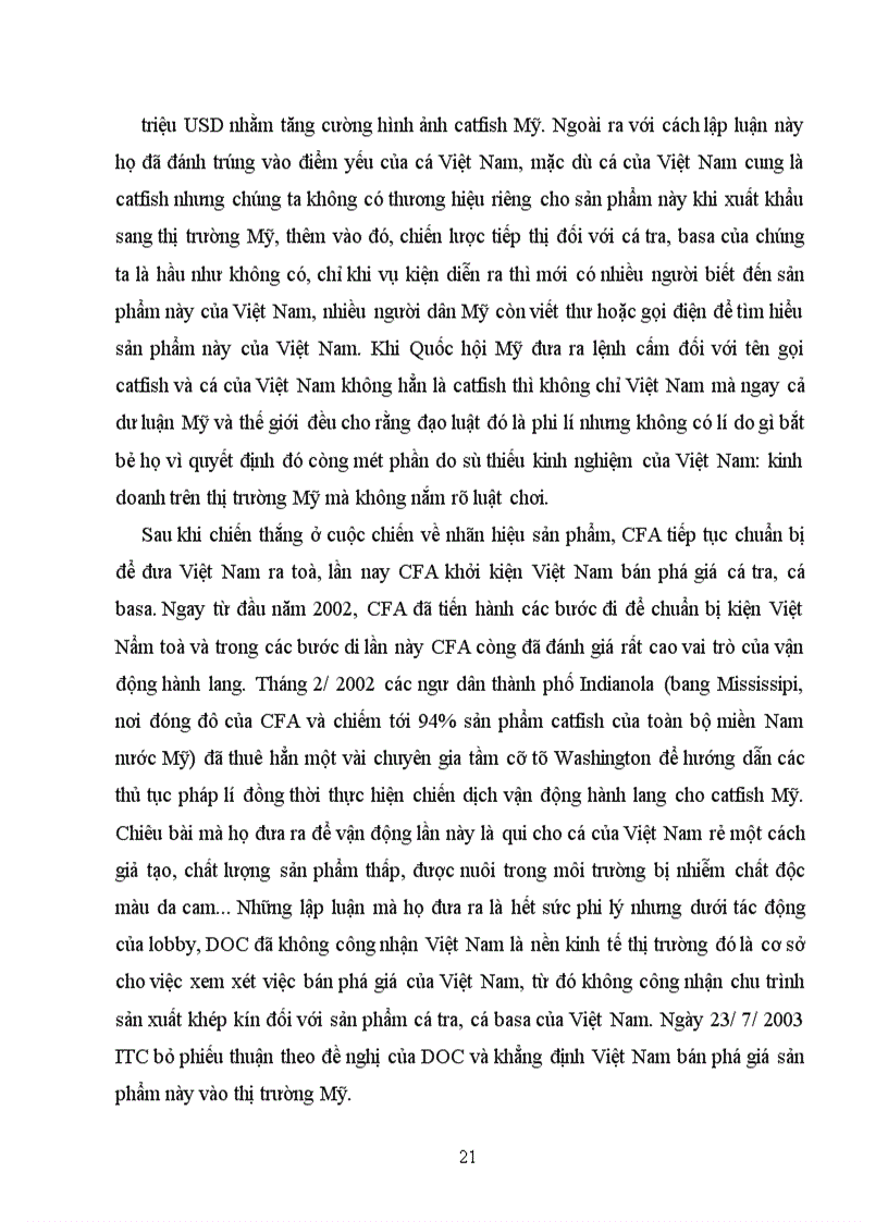 image for page Ảnh hưởng của vận động hành lang tới vụ kiện cá tra, cá basa của Việt Nam