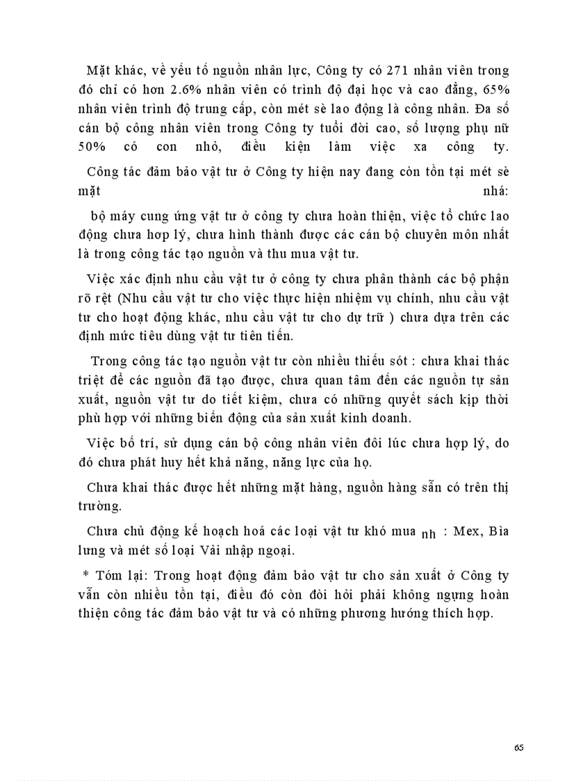 image for page Phân tích tình hình quản lý vật tư và xây dựng các biện pháp quản lý vật tư ở Công ty May Phù Đổng