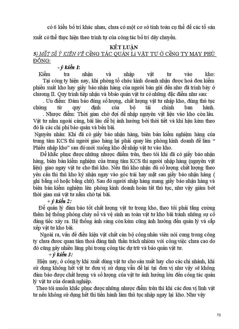 image for page Phân tích tình hình quản lý vật tư và xây dựng các biện pháp quản lý vật tư ở Công ty May Phù Đổng