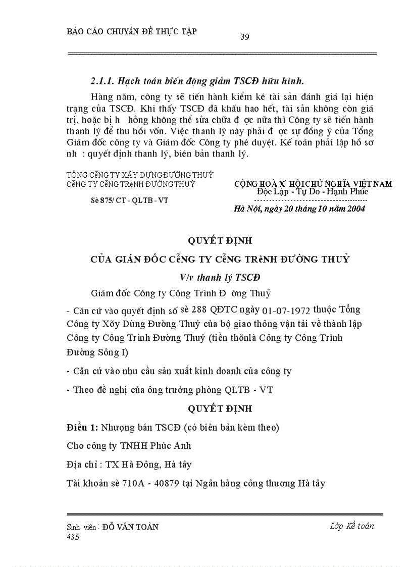 image for page Hoàn thiện hạch toán TSCĐ tại Công ty Công Trình Đường Thuỷ