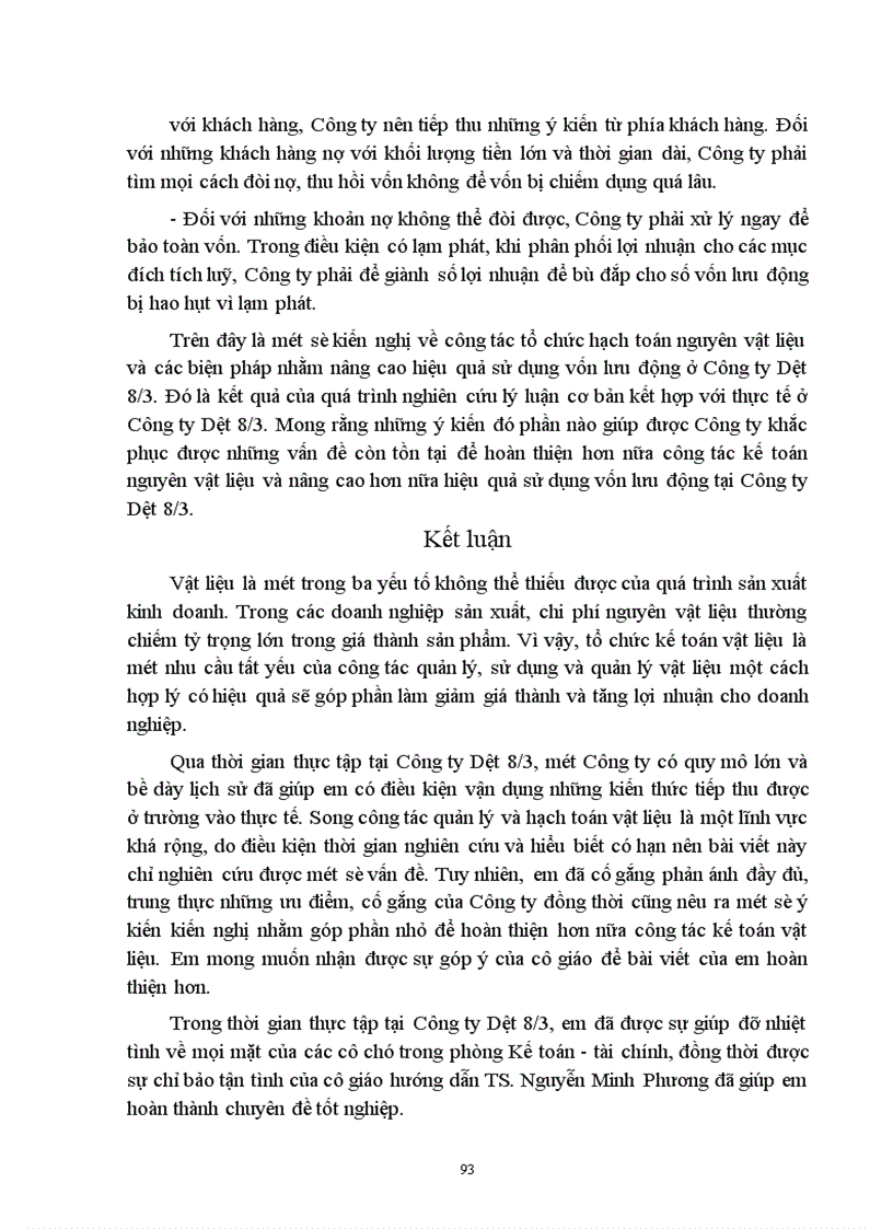 image for page Tổ chức công tác kế toán nguyên vật liệu với việc nâng cao hiệu quả sử dụng vốn lưu động ở Công ty Dệt 8-3