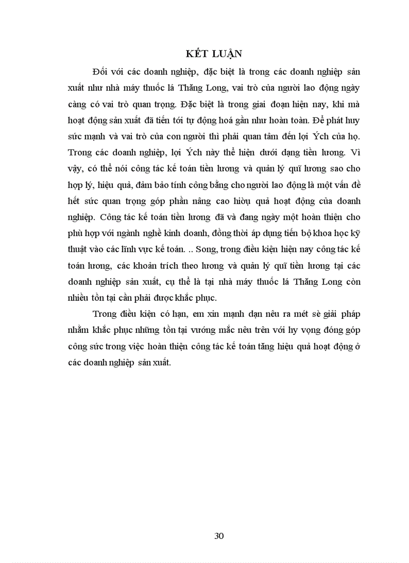 image for page Hoàn thiện công tác kế toán tiền lương, các khoản tính trích theo lương và các biện pháp tăng cường quản lý quĩ lương tại nhà máy thuốc lá Thăng Long