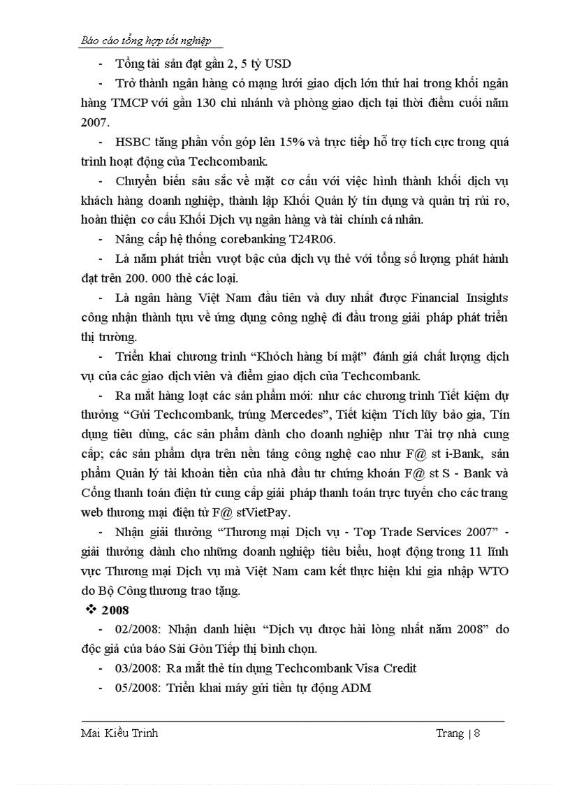 image for page Tình hình hoạt động của chi nhánh Techcombank