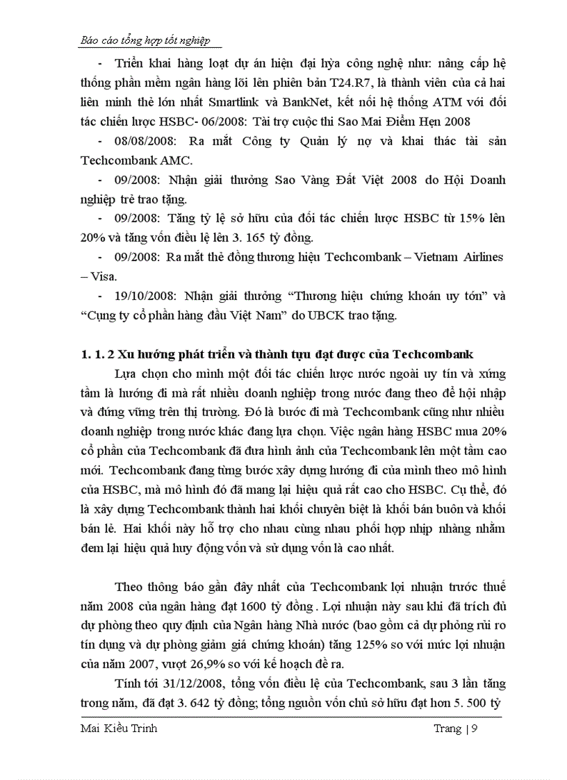 image for page Tình hình hoạt động của chi nhánh Techcombank