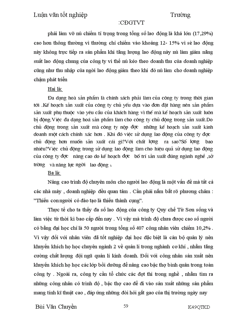 image for page Nâng cao hiệu quả sử dụng lao động tại Công ty Quy Chế Từ Sơn