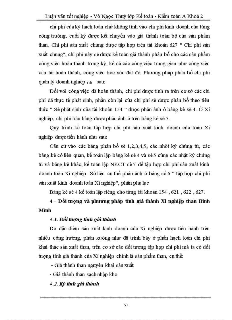 image for page Tổ chức hạch toán chi phí sản xuất và tính giá thành sản phẩm tại xí nghiệp than Bình Minh