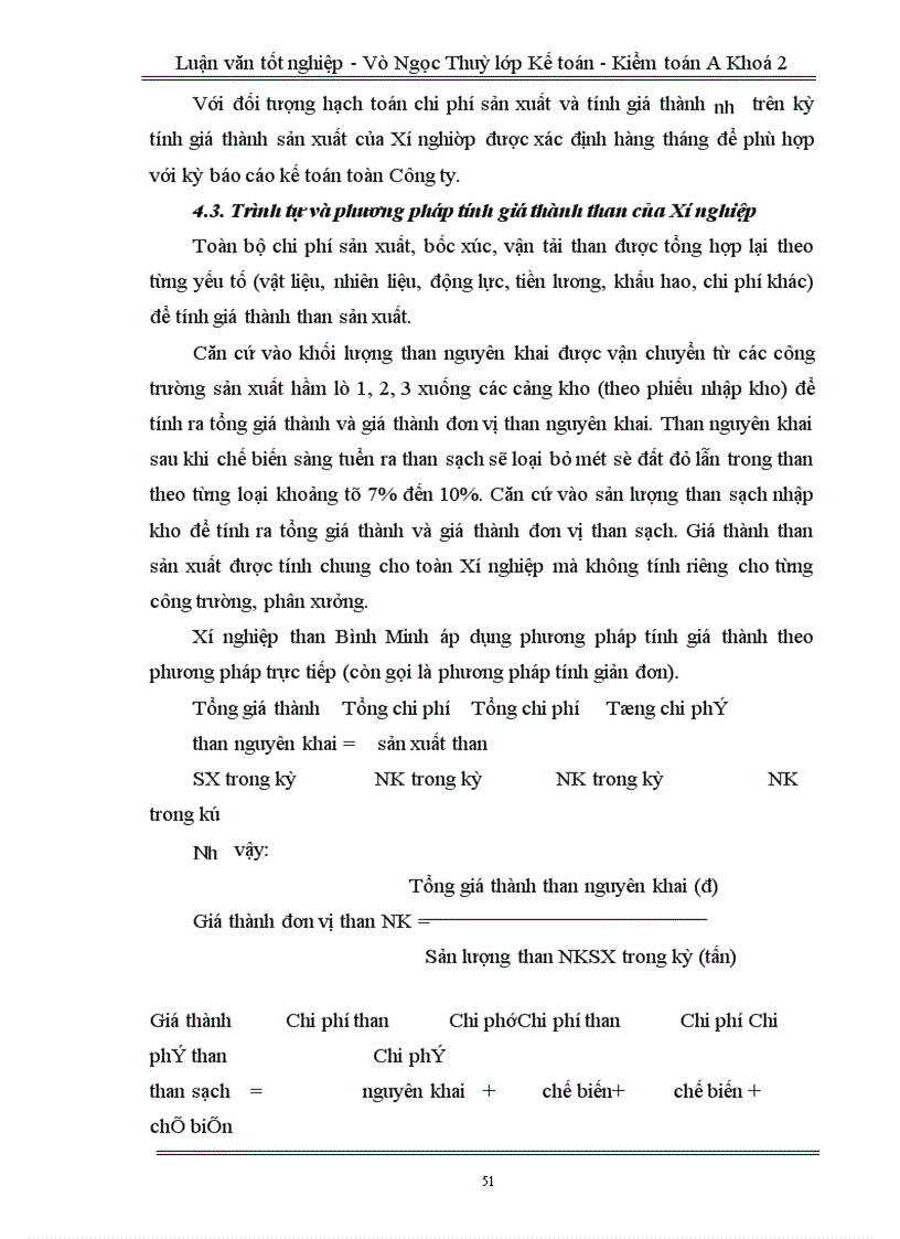 image for page Tổ chức hạch toán chi phí sản xuất và tính giá thành sản phẩm tại xí nghiệp than Bình Minh