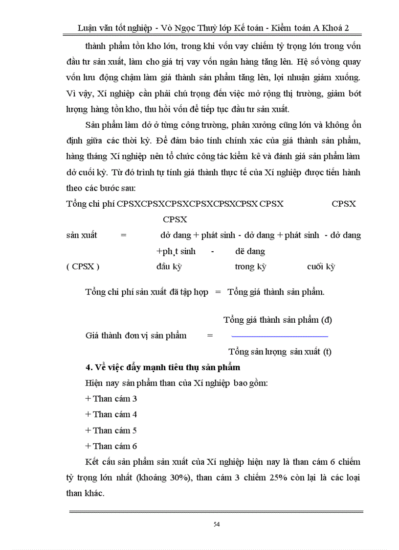 image for page Tổ chức hạch toán chi phí sản xuất và tính giá thành sản phẩm tại xí nghiệp than Bình Minh