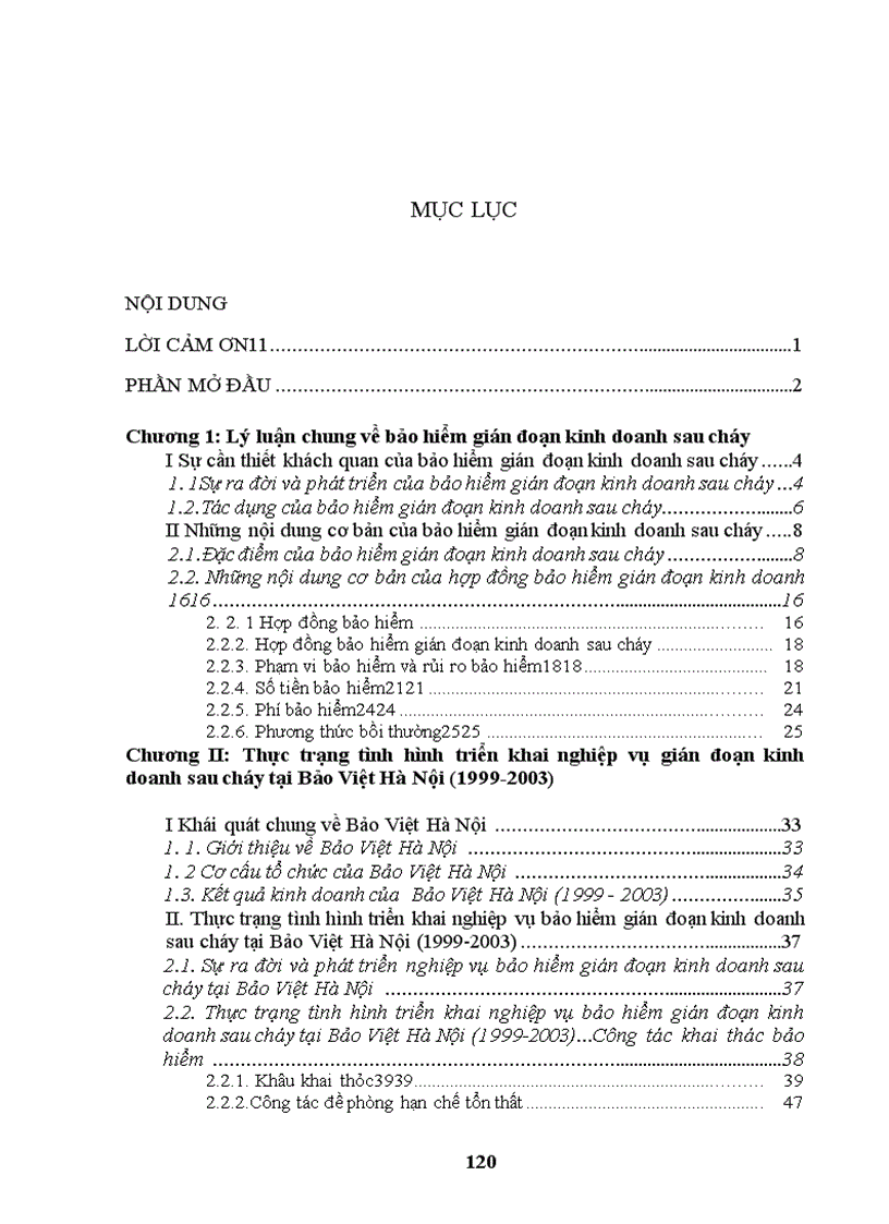 image for page Nâng cao chất lượng và hiệu quả hoạt động kinh doanh bảo hiểm gián đoạn kinh doanh sau cháy tại Bảo Việt Hà Nội.