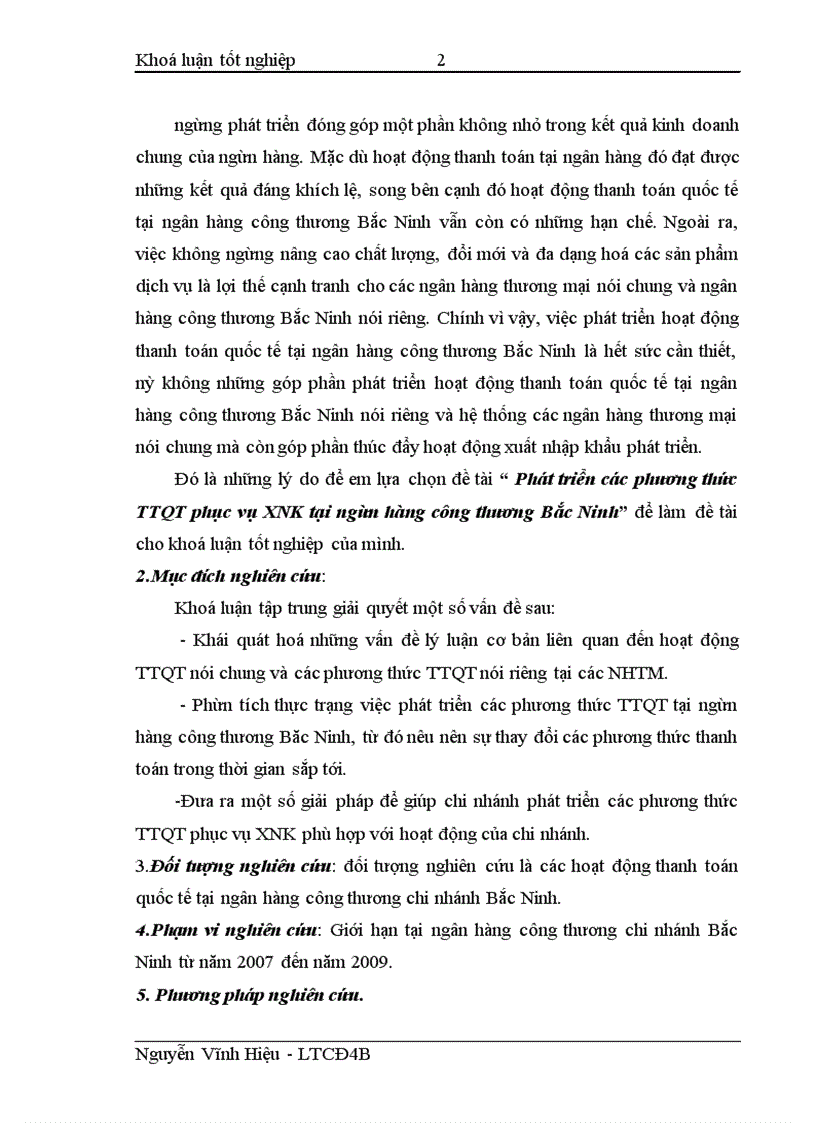 image for page Phát triển các phương thức TTQT phục vụ XNK tại ngân hàng công thương Bắc Ninh