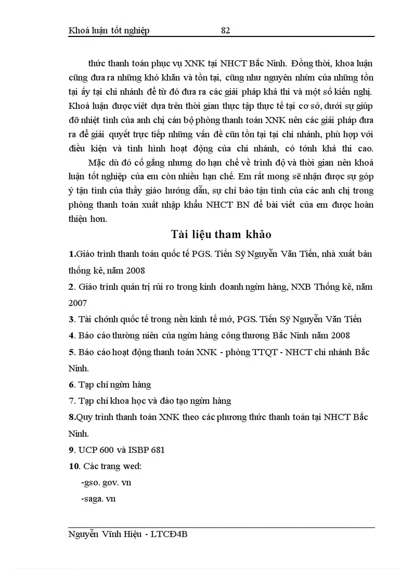 image for page Phát triển các phương thức TTQT phục vụ XNK tại ngân hàng công thương Bắc Ninh