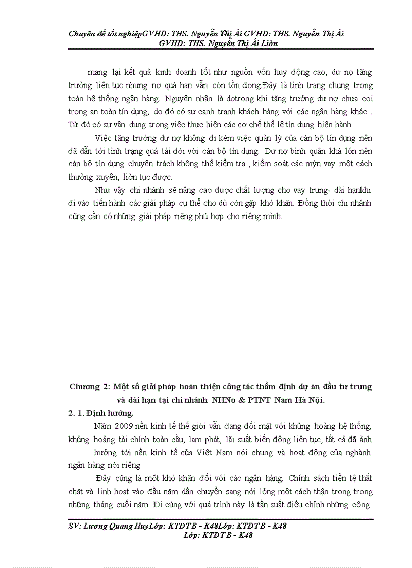 image for page Thẩm định dự án đầu tư vay vốn trung và dài hạn tại Ngân hàng nông nghiệp và Phát triển nông thôn Nam Hà Nội.Thực trạng và giải pháp.