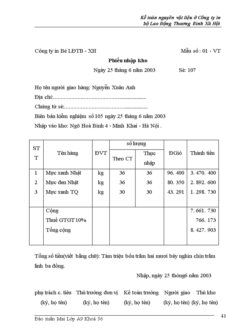 image for page Kế toán nguyên vật liệu và công cụ dụng cụ ở Công ty in Bộ Lao Động Thương Binh và X• Hội
