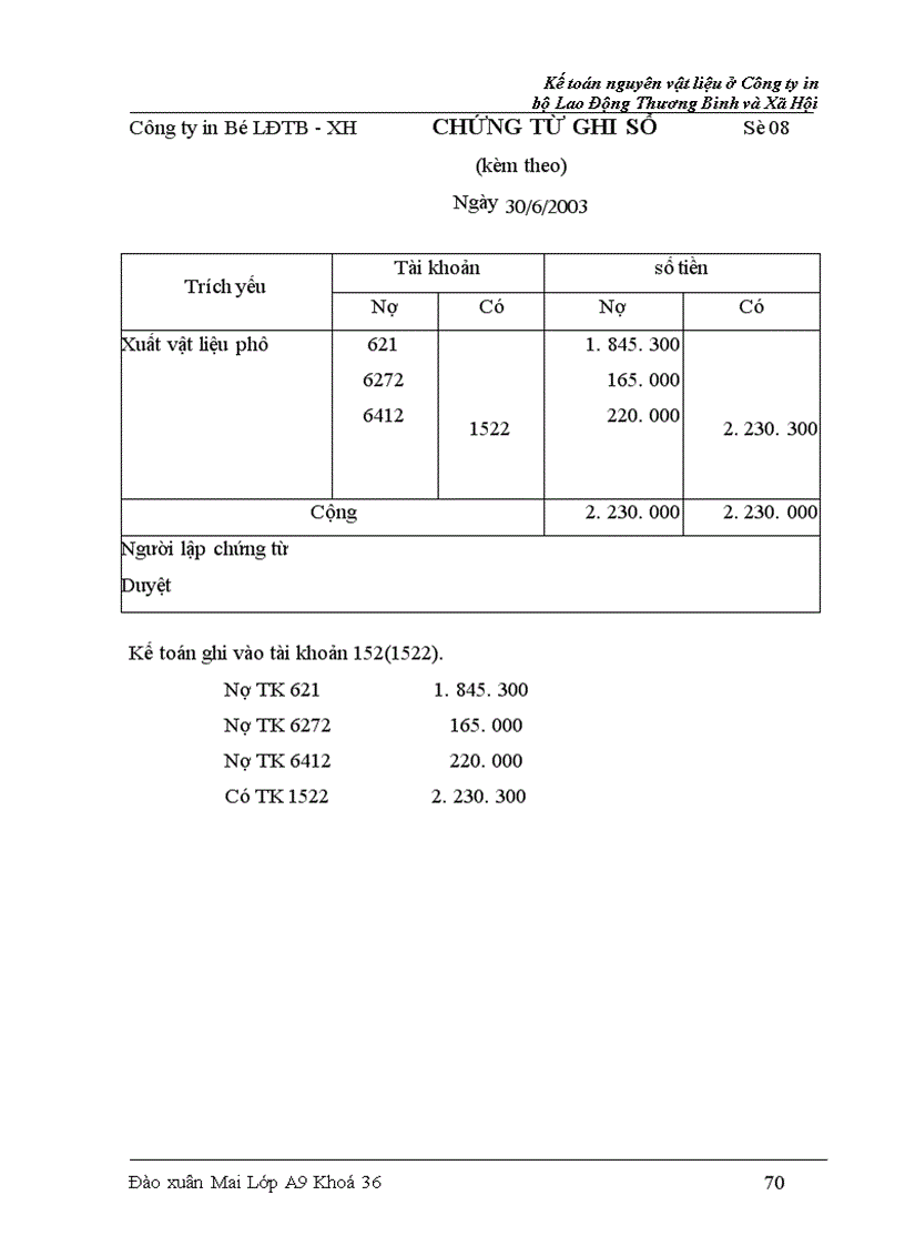 image for page Kế toán nguyên vật liệu và công cụ dụng cụ ở Công ty in Bộ Lao Động Thương Binh và X• Hội