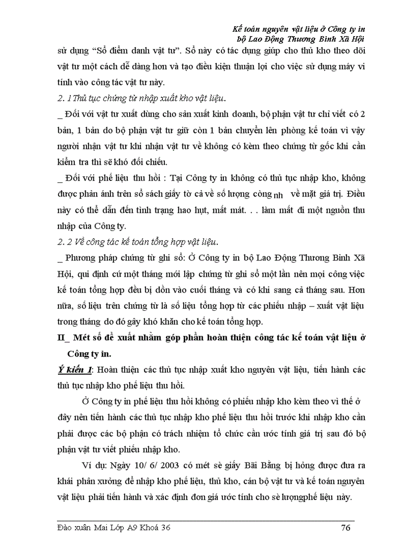 image for page Kế toán nguyên vật liệu và công cụ dụng cụ ở Công ty in Bộ Lao Động Thương Binh và X• Hội