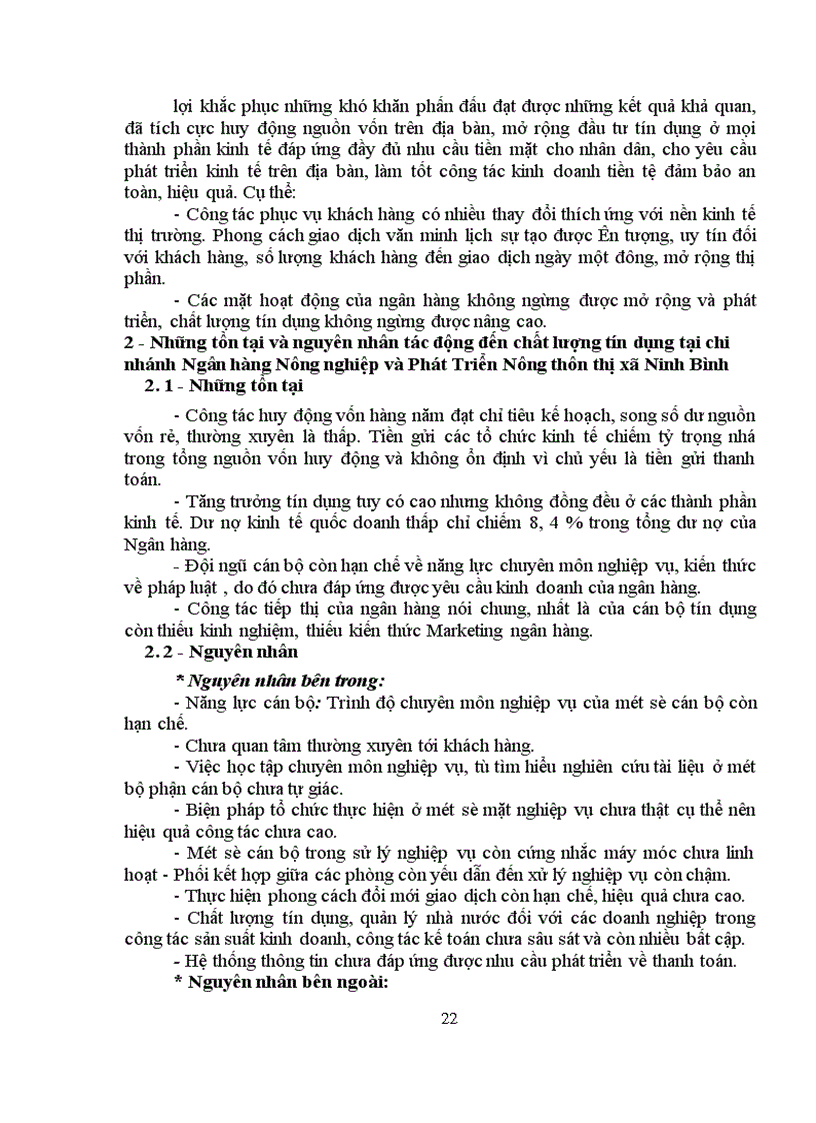 image for page Một số giải pháp nhằm nâng cao chất lượng Tín Dụng tại Ngân hàng Nông nghiệp và Phát Triển Nông thôn thị xã Ninh Bình