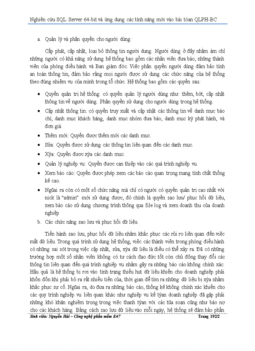 image for page Nghiên cứu SQL Server 64-bit và ứng dụng các tính năng mới vào bài tóan QLPH-BC