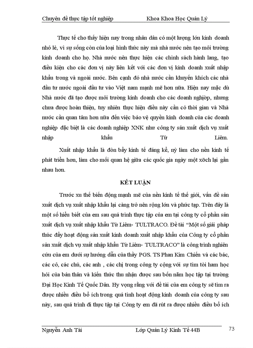 image for page Một số giải pháp thúc đẩy hoạt động sản xuất kinh doanh xuất nhập khẩu của Công ty cổ phần sản xuất dịch vụ xuất nhập khẩu Từ Liêm- TULTRACO