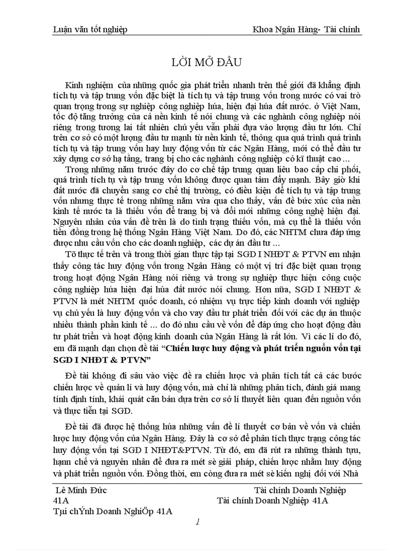 image for page Chiến lược huy động và phát triển nguồn vốn tại SGD I NHĐT&PTVN