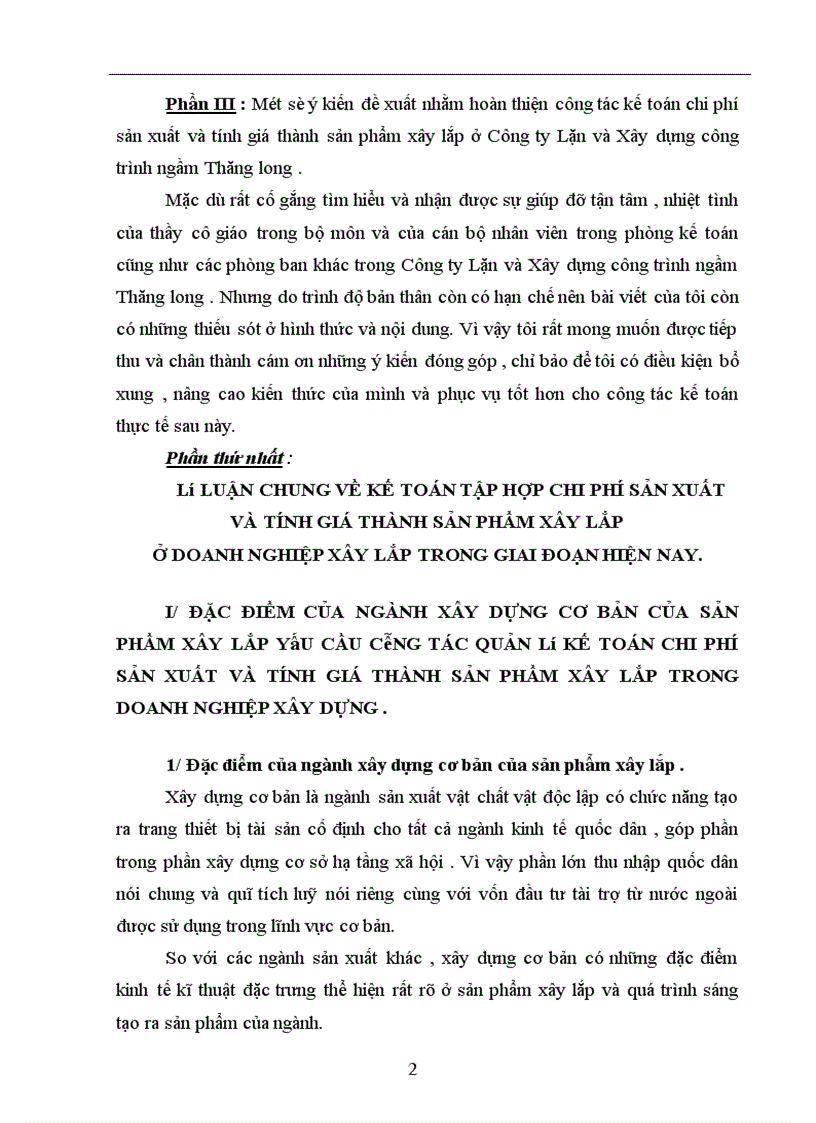 image for page Hoàn thiện công tác kế toán tập hợp chi phí sản xuất và tính giá thành sản phẩm ở Công ty Lặn và Xây dựng công trình ngầm Thăng long