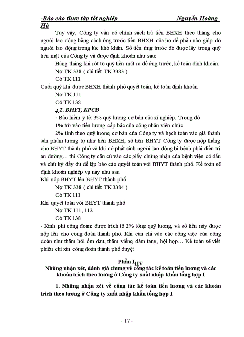 image for page Báo cáo quản lý kế toán tiền lương và các khoản trích nộp theo lương tại công ty xuất nhập khẩu tổng hợp I