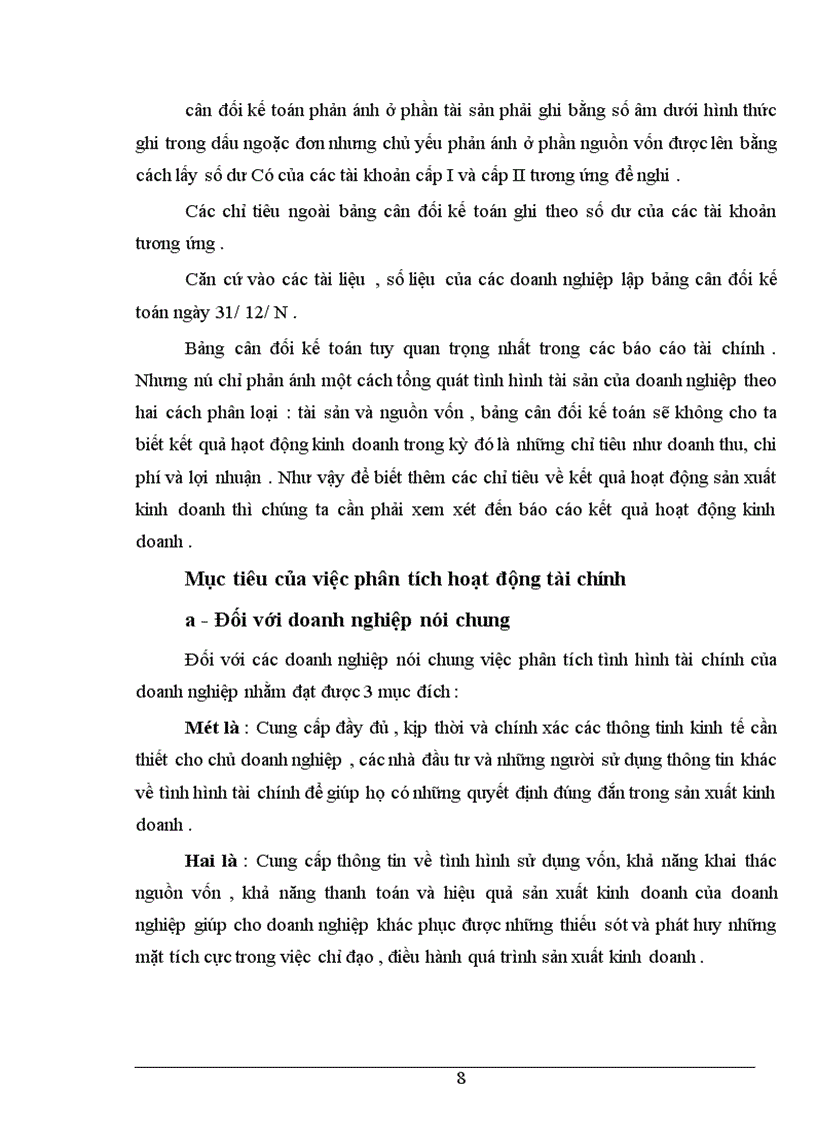 image for page Bảng cân đối kế toán với việc phân tích tình hình tài chính của Công ty đường rượu bia Việt trì