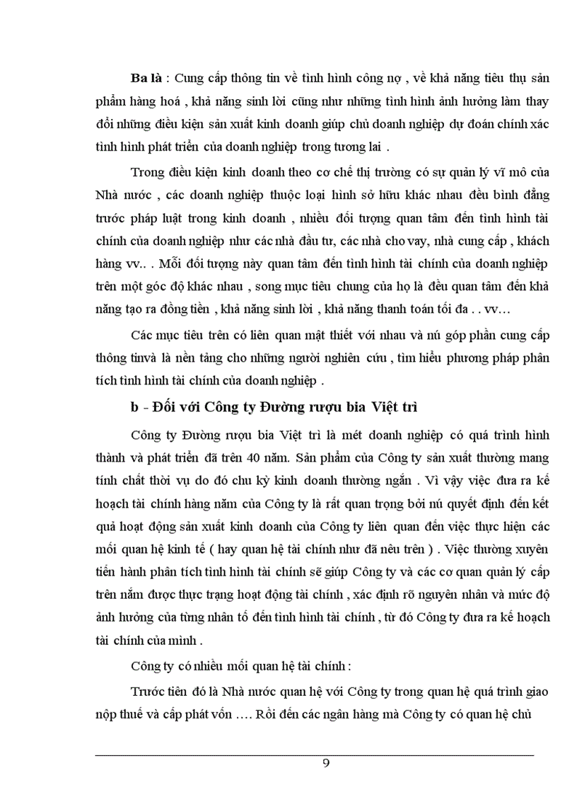 image for page Bảng cân đối kế toán với việc phân tích tình hình tài chính của Công ty đường rượu bia Việt trì