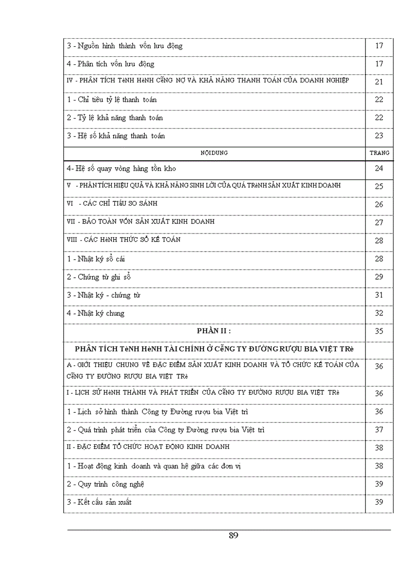 image for page Bảng cân đối kế toán với việc phân tích tình hình tài chính của Công ty đường rượu bia Việt trì