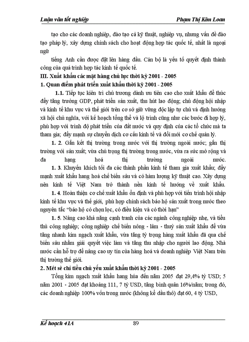 image for page Kế hoạch xuất khẩu các mặt hàng chủ lực của Việt Nam thời kỳ 2001-2005