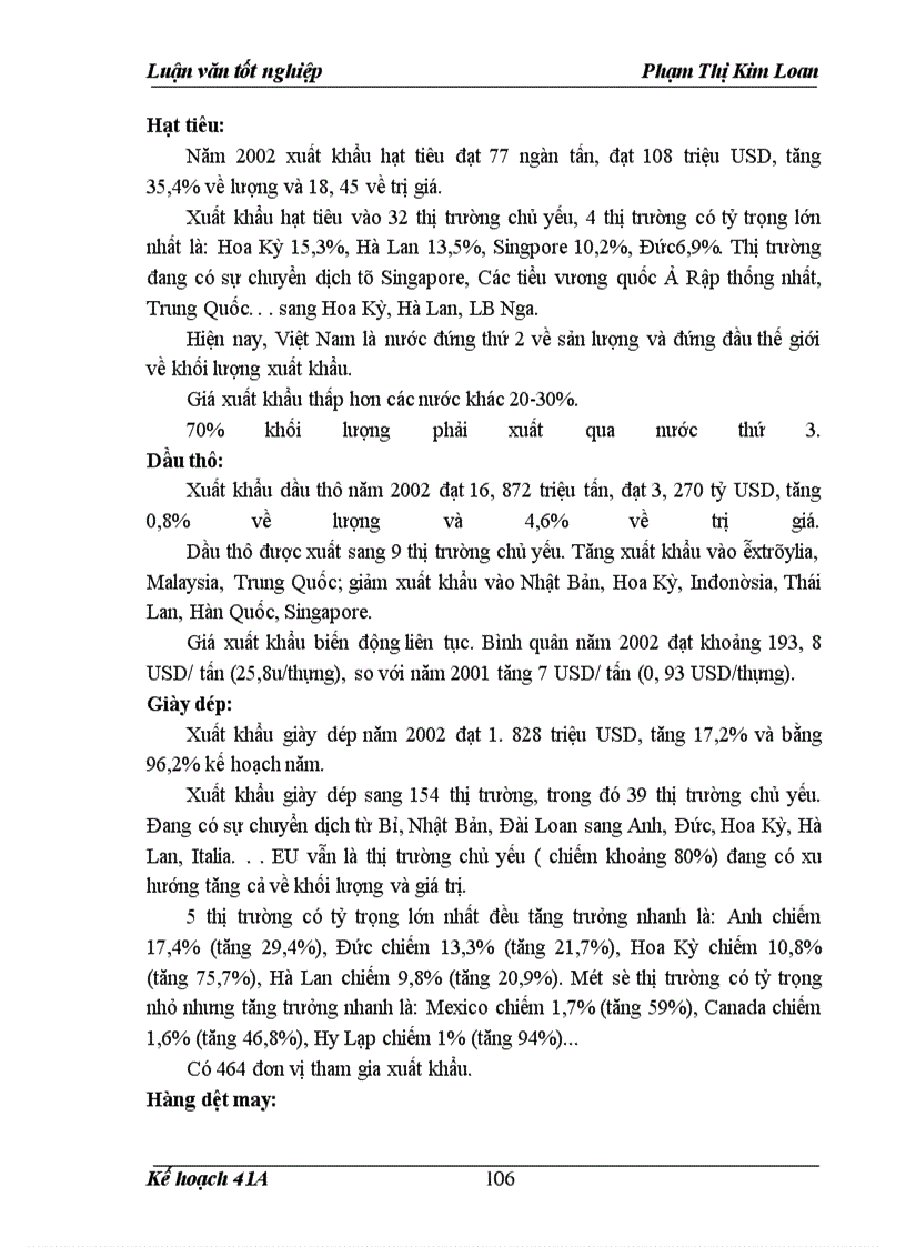image for page Kế hoạch xuất khẩu các mặt hàng chủ lực của Việt Nam thời kỳ 2001-2005